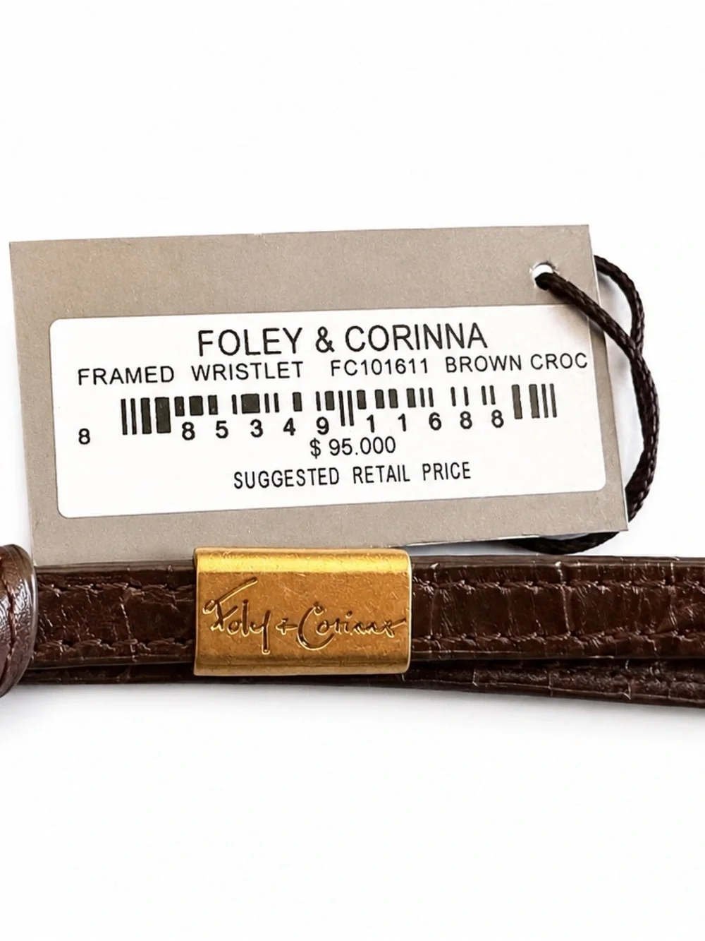 NWT!!🔥 Foley & Corinna Framed Brown Croc bossed Wristlet--Ret $95